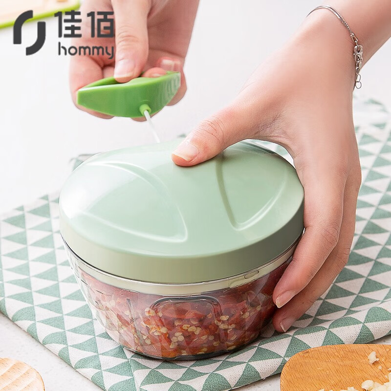 【京东自有品牌】佳佰 多功能料理器蒜泥神器手动绞肉机粉碎机捣蒜器蒜末姜末大蒜头拉蒜器切菜器神器小号 