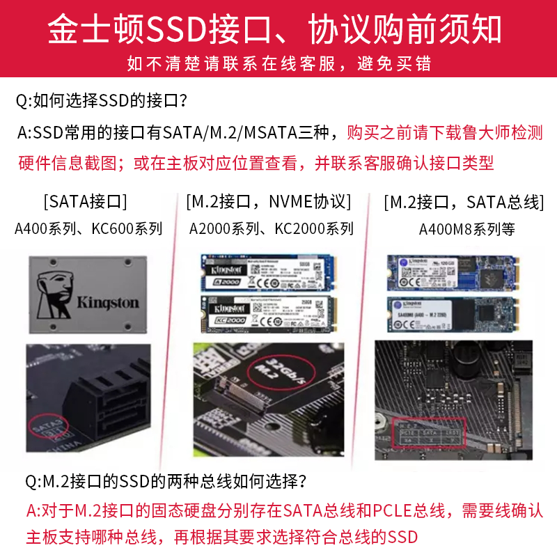 金士顿A400哪个好？区别大吗？