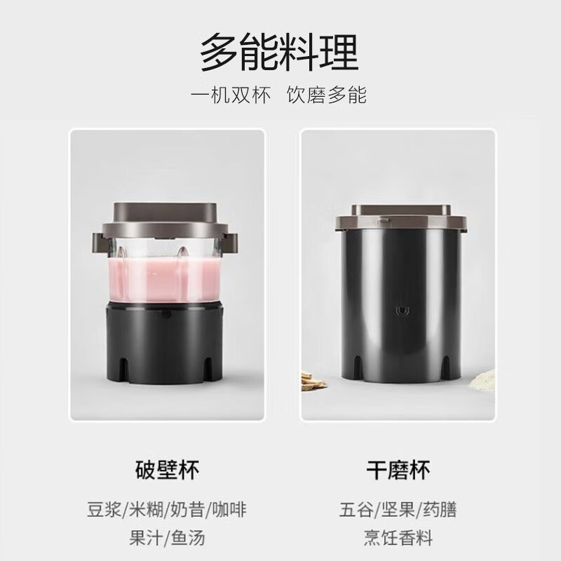 九阳 Joyoung 0.3-1.2L豆浆机 一机双杯破壁免手洗多功能 智能预约破壁机DJ12D-K580（天空系列）