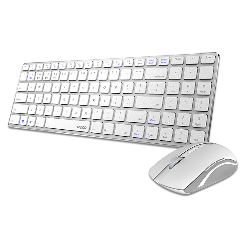 雷柏（Rapoo） KM660 键鼠套装 无线蓝牙键鼠套装 办公键盘鼠标套装 超薄键盘 无线键盘 蓝牙键盘 白色