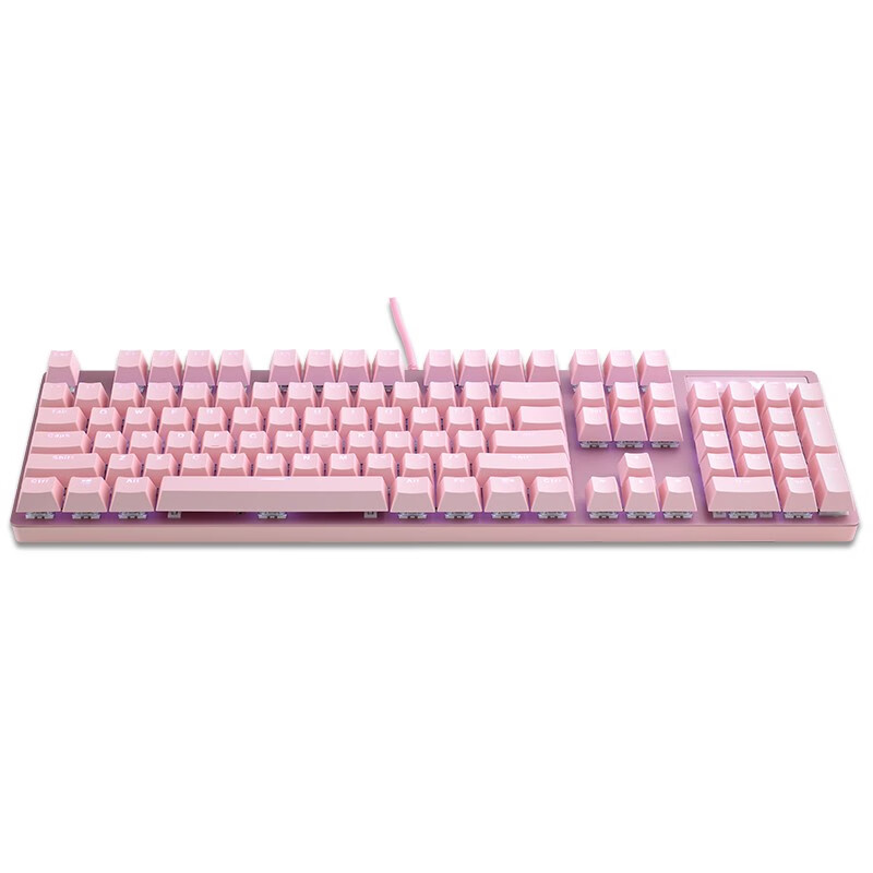 雷柏（Rapoo） V500PRO粉色版 机械键盘 有线键盘 游戏键盘 104键单光键盘 吃鸡键盘 女生键盘 青轴