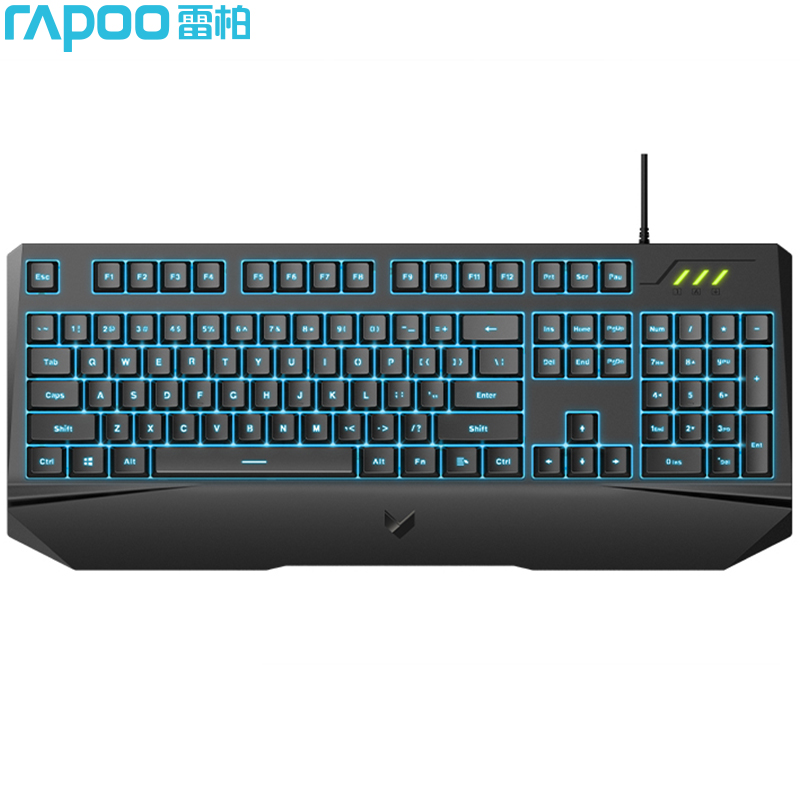 雷柏（Rapoo） V59 有线键盘 游戏键盘 全尺寸单光键盘 类茶轴机械手感 防泼溅 单色蓝光 黑色