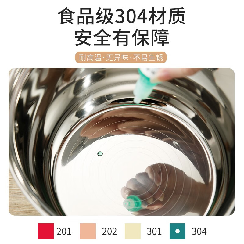 拜格 汤锅304不锈钢炖锅加厚20CM复底奶锅明火燃气电磁炉通用煮锅小 BG1408