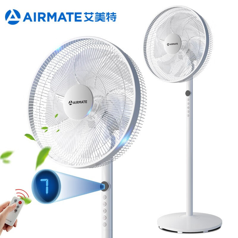 艾美特（AIRMATE）电风扇落地扇遥控款立式风扇家用风扇办公室电风扇 CS35-R18 7叶白色