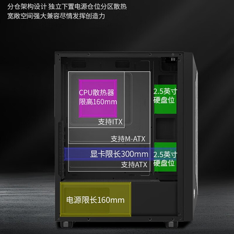 微星(MSI)玩派2 游戏办公台式电脑主机atx机箱 (RGB幻彩灯条/支持mortar主板/3060显卡/240水冷/玻璃侧透)