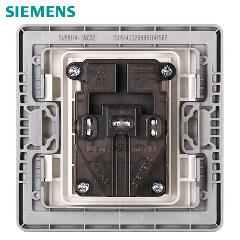 西门子(SIEMENS)开关插座 10A五孔电源插座面板 睿致系列象牙白钛银86型暗装面板