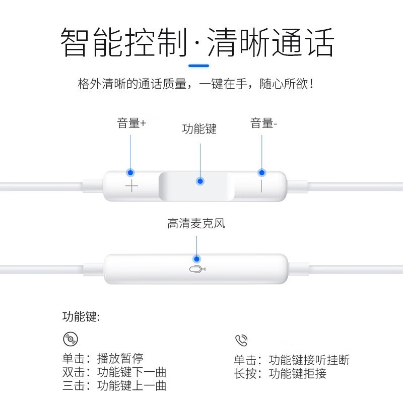 苹果耳机有线lightning扁口适用iPhone12/11/8P/XS/8/7Plus中尚原装 XS/12/11pro真芯片扁头接口