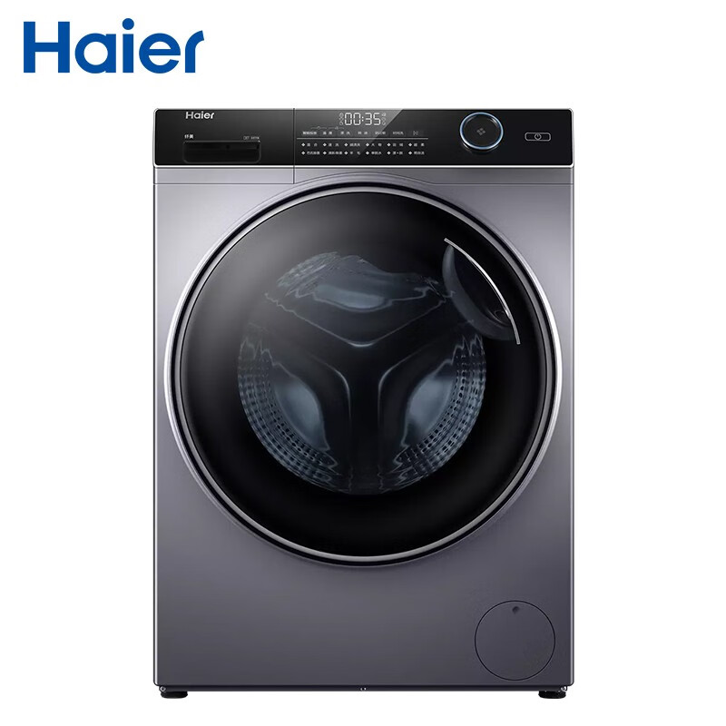 %title插图%num 海尔(Haier)滚筒洗衣机全自动10公斤 银色超薄变频一级能效 家用洗烘一体机 497mm纤薄机身