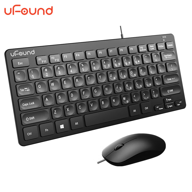 方正(uFound)U765有线键盘鼠标套装 双USB接口通用小键盘便携笔记本键盘有线外接迷你键盘办公巧克力键盘