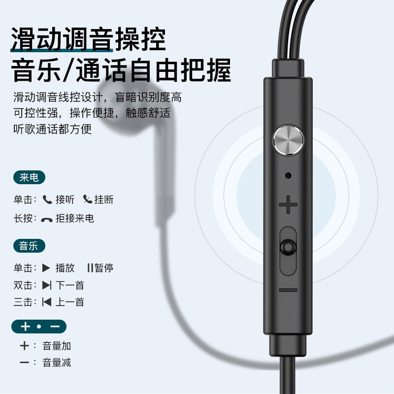 兰士顿 V6T小米10耳机type-c入耳式有线调音带麦四核双动圈重低音小米9/8手机typec吃鸡游戏耳麦 黑色