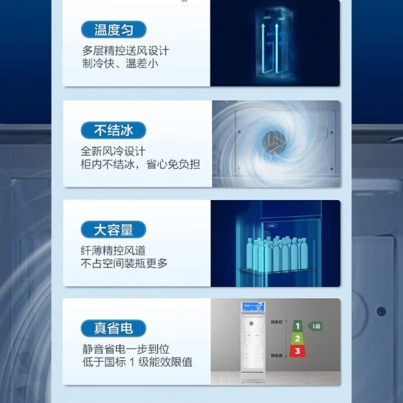 海尔（Haier）冰柜商用立式展示柜冷藏保鲜水果饮料蛋糕酸奶冷柜 215升 可拆卸灯箱丨SC-239JX商流