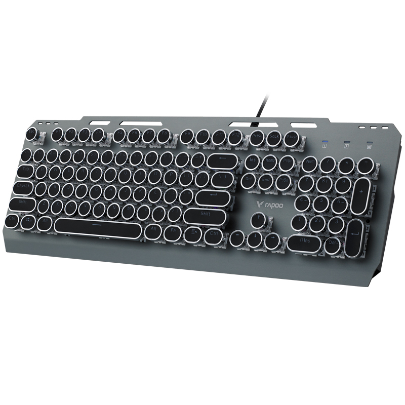 雷柏（Rapoo） GK500朋克版 机械键盘 有线键盘 游戏键盘 104键混光键盘 吃鸡键盘 电脑键盘 黑色 茶轴