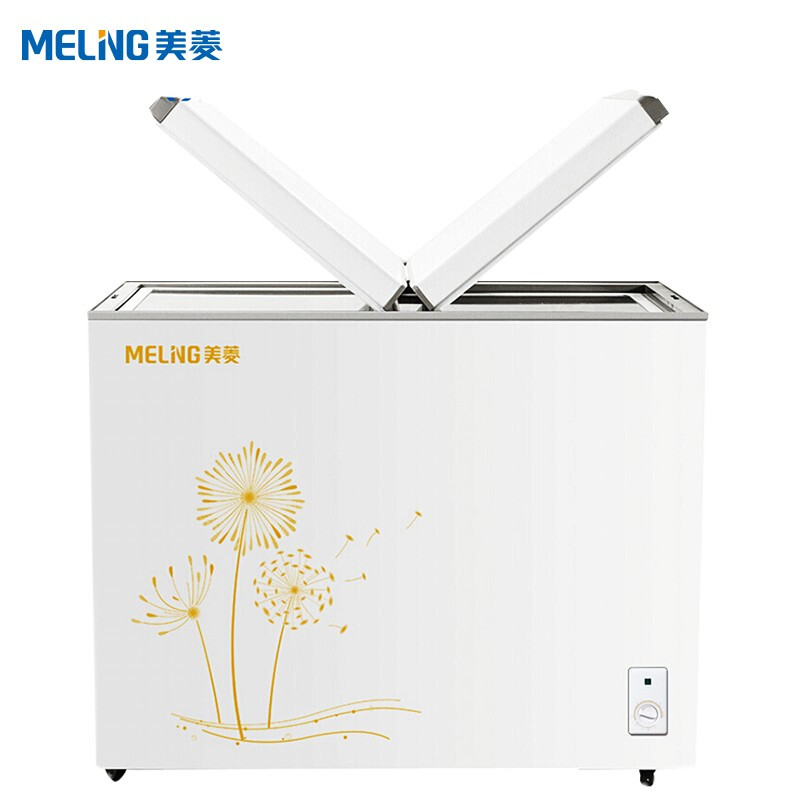 美菱(MELING)220升 家用商用冰柜 节能双温双箱冷柜 蝶形门双开门 一级能效 冷藏冷冻卧式冰箱 BCD-220AT