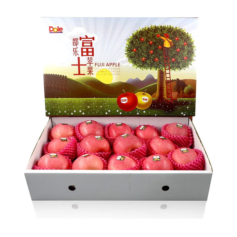 都乐Dole 烟台红富士苹果 特级铂金果4kg礼盒装 单果重250g起 水果礼盒