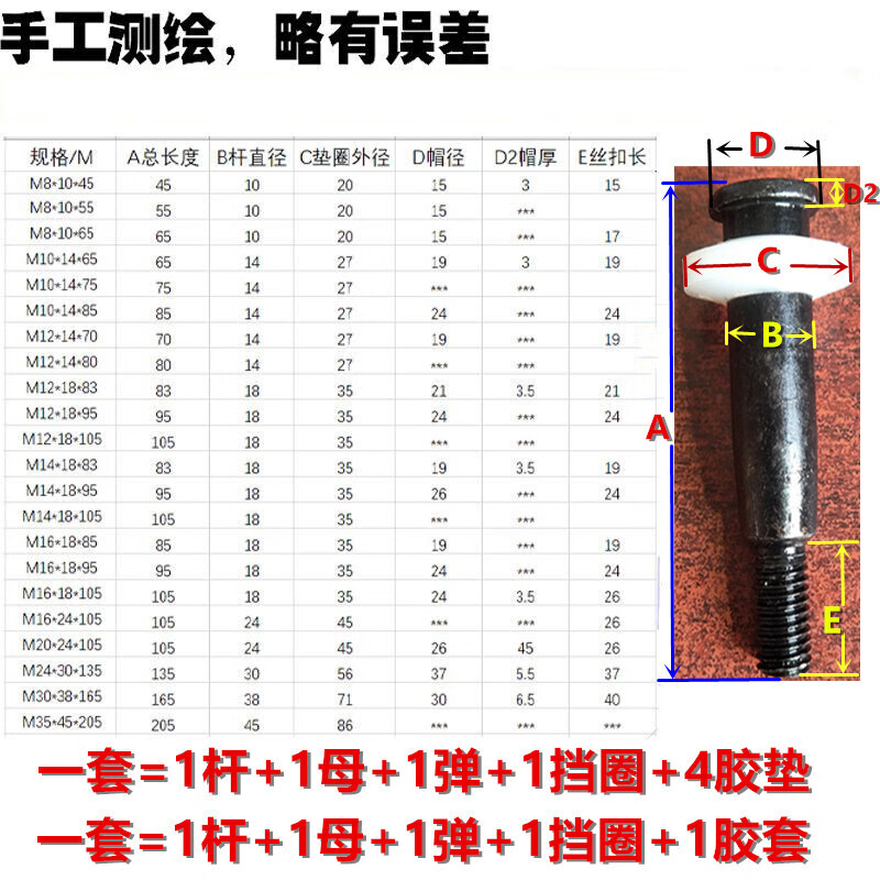 联轴器柱销螺丝套装对轮销螺栓m8m10m12m14m16m18m20m24m30m36牛筋m