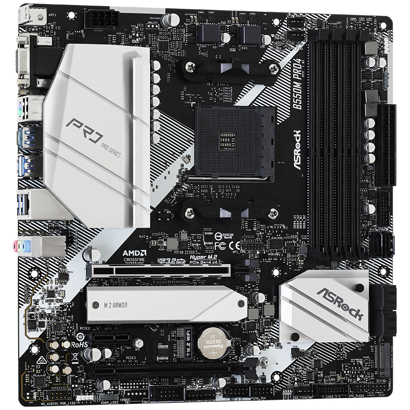 华擎（ASRock）B550M Pro4主板 支持 CPU 5900X/5800X/5600X/3700X（AMD B550/Socket AM4）