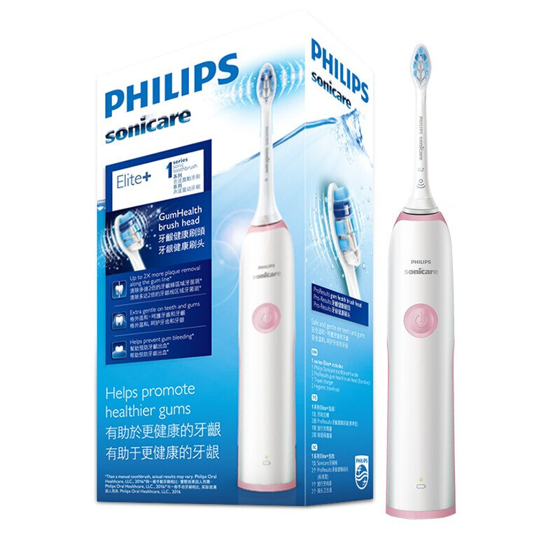 飞利浦（PHILIPS）电动牙刷成人充电式 声波震动牙刷 情侣电动牙刷 HX3226/41粉色