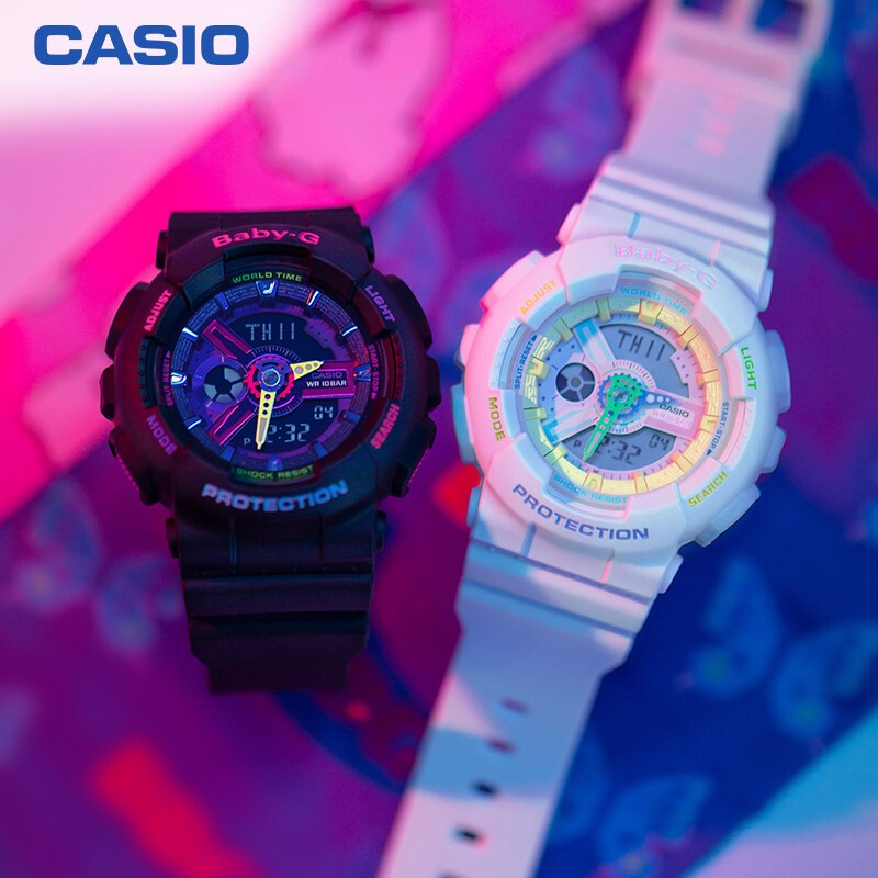 卡西欧（CASIO）手表 BABY-G 原宿Decora主题系列蓄光功能运动女士手表学生手表 BA-110TM-7A