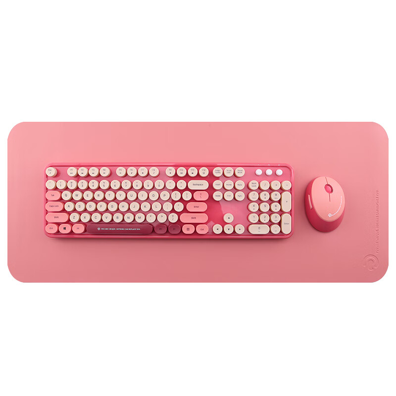 镭拓 Rantopad RF104无线键盘鼠标套装 笔记本电脑办公键鼠套装  104键全尺寸 蜜蜡粉