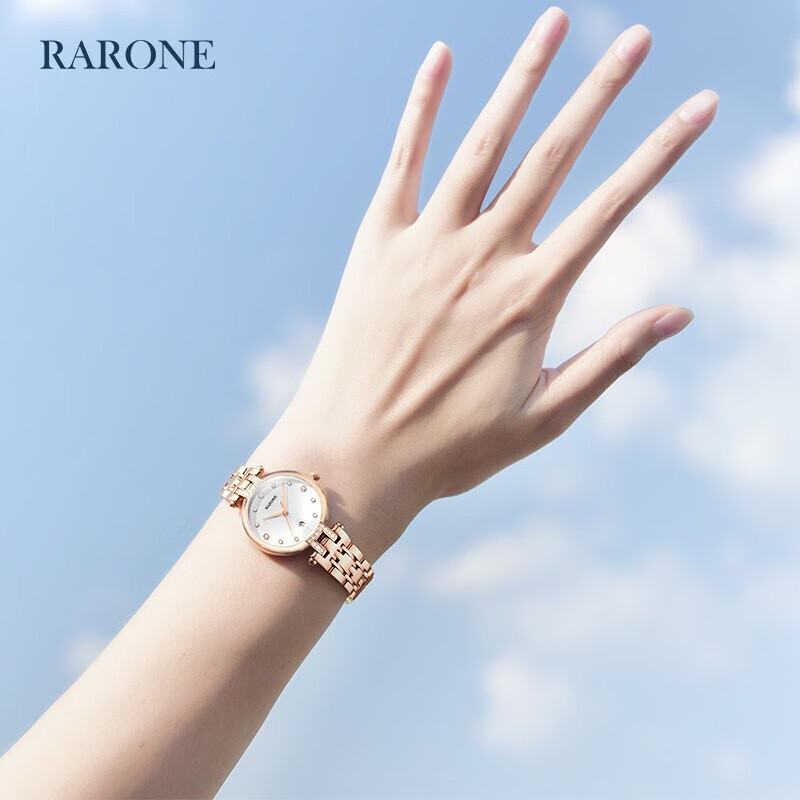 雷诺(RARONE)手表 新年礼物时尚简约石英手表女钢带防水女表日历显示 悦己系列