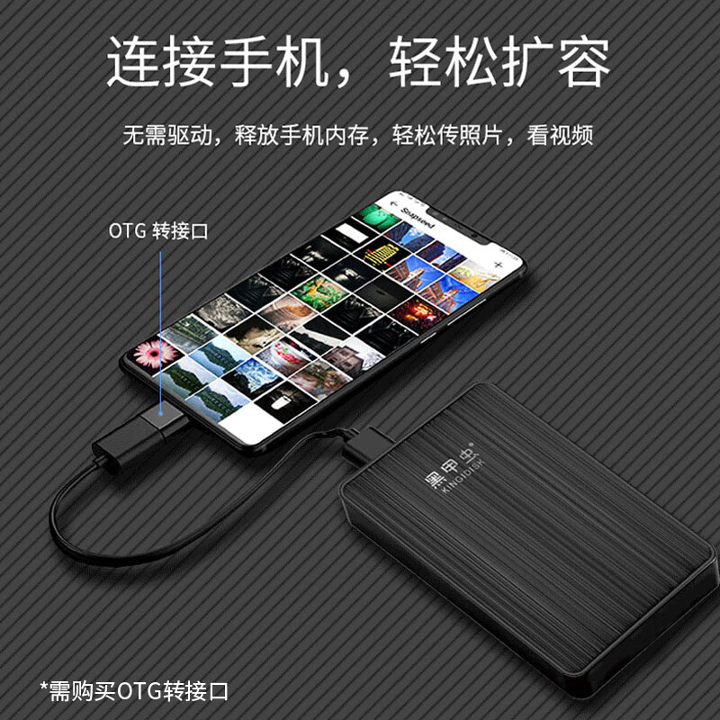 黑甲虫高速移动硬盘USB3.0快速传输手机硬盘安全可加密备份个性定制小巧便携式 商务黑（K-Pro） 500GB