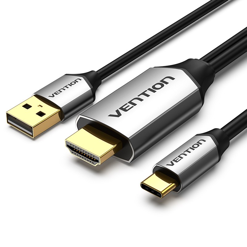 威迅（VENTION）Type-C/USB-C转HDMI高清转接线  华为P30苹果笔记本4K投屏转接头数据线 带供电2米CGTBH