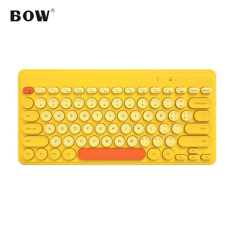 航世（BOW）K-610 无线键盘 炫彩复古静音键盘 笔记本电脑家用办公通用女生可爱小键盘 柠檬黄