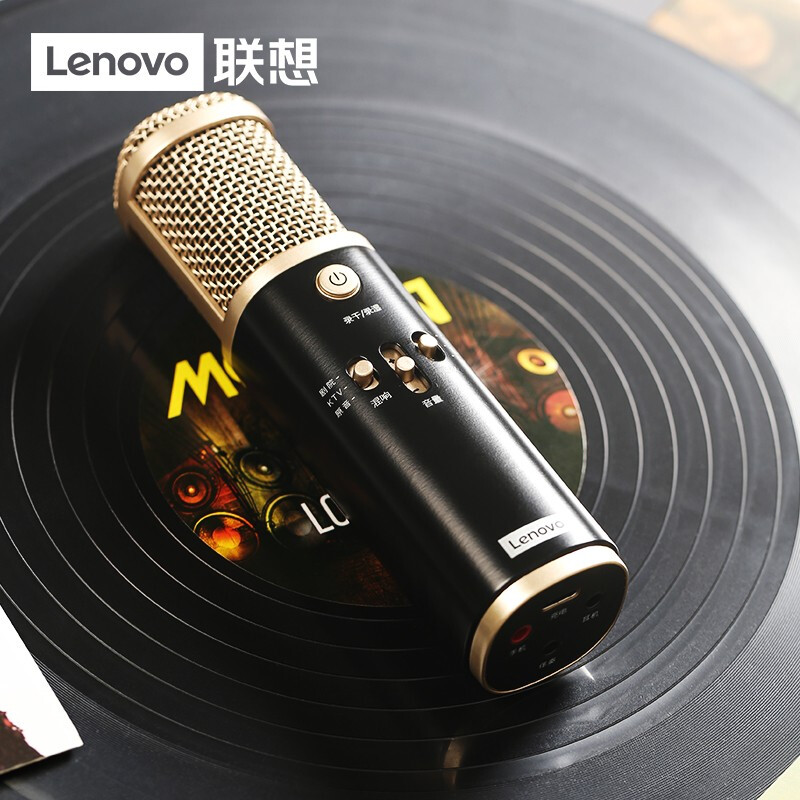 联想(Lenovo) 麦克风 安卓Type-c口手机电脑抖音K歌直播 苹果主播专用USB声卡话筒 UM10C pro数字版骏墨金