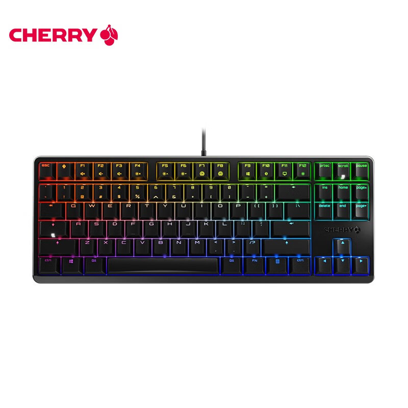 樱桃（CHERRY）G80-3000S TKL RGB 机械键盘 88键有线键盘 游戏键盘 无钢板 RGB灯效 黑色 红轴