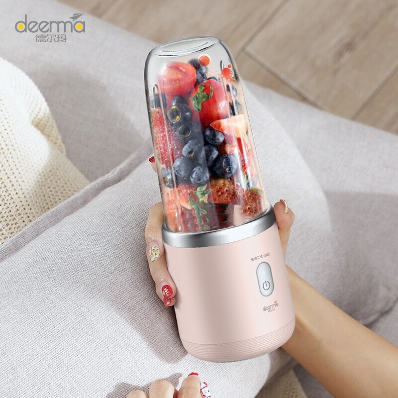 德尔玛（Deerma）榨汁机 便携式400ml容量充电无线果汁机料理机随行杯nu05