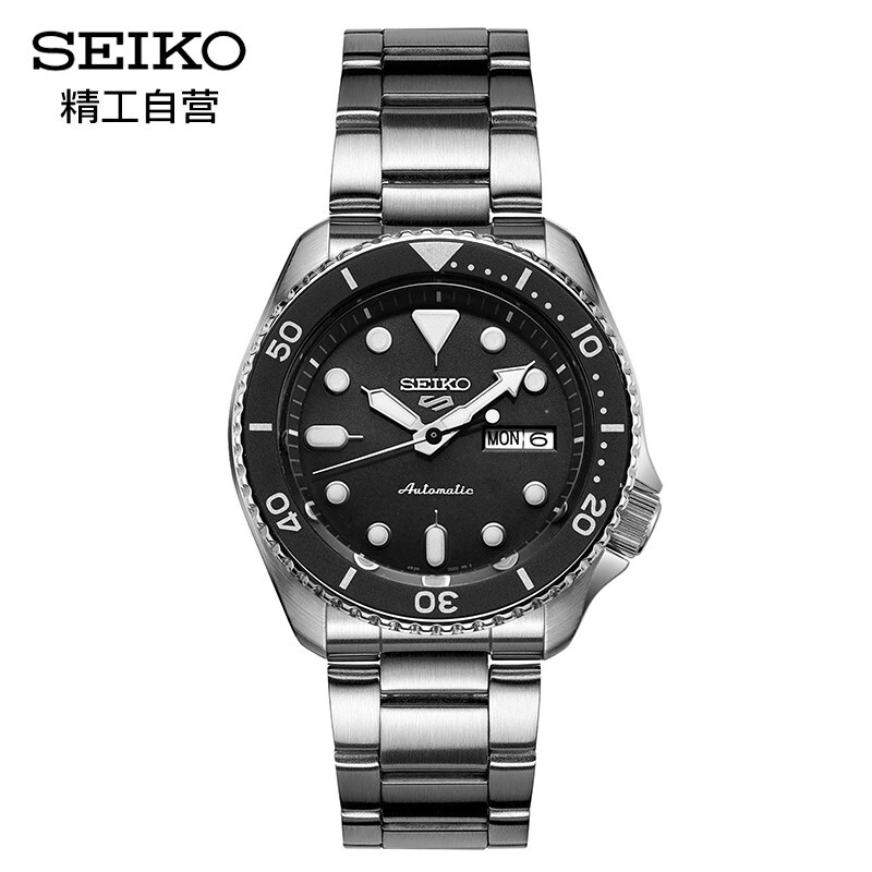 精工（SEIKO）手表 新盾牌5号系列100米防水自动/手动上链运动小黑豹机械男表 SRPD55K1