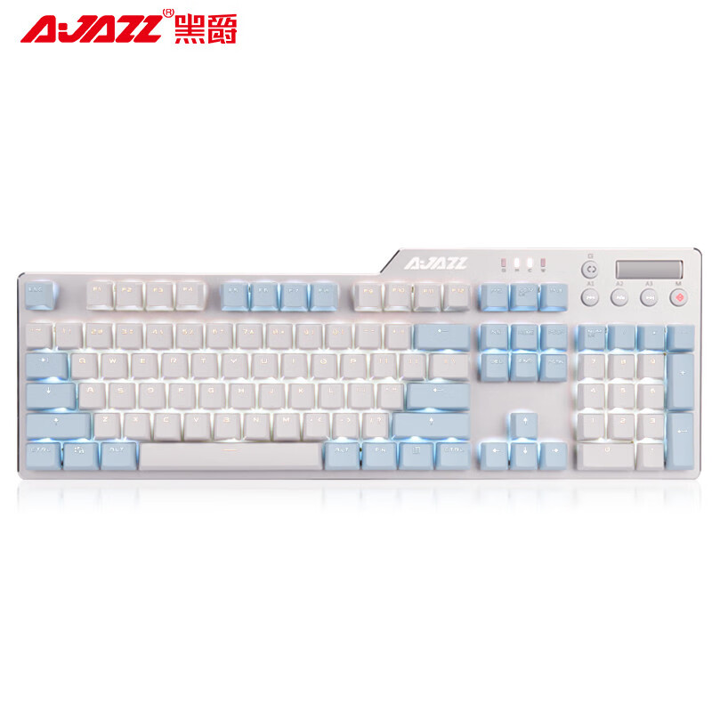 黑爵（AJAZZ）刺客Ⅱ合金AK35I机械键盘 有线机械键盘 游戏机械键盘 PBT键帽 白光 吃鸡键盘 蓝白 茶轴