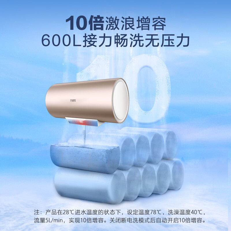 萬家樂 炫彩60升3200W電熱水器鎂棒免換 出水?dāng)嚯?雙管速熱一級變頻10倍增容8重凈洗智能殺菌WiFi智控D60-FW3