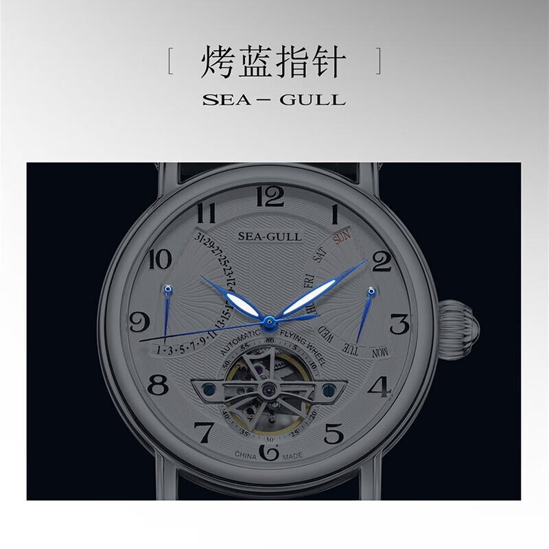 海鸥(SeaGull)手表 巨匠系列男士手表 自动机械手表男士 日历星期飞轮腕表 819.316