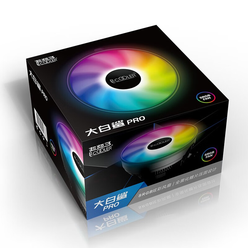 超頻三（PCCOOLER）大白鯊PRO CPU散熱器 （多平臺/SRGB幻彩燈效/下壓式/ITX散熱器/附帶硅脂）