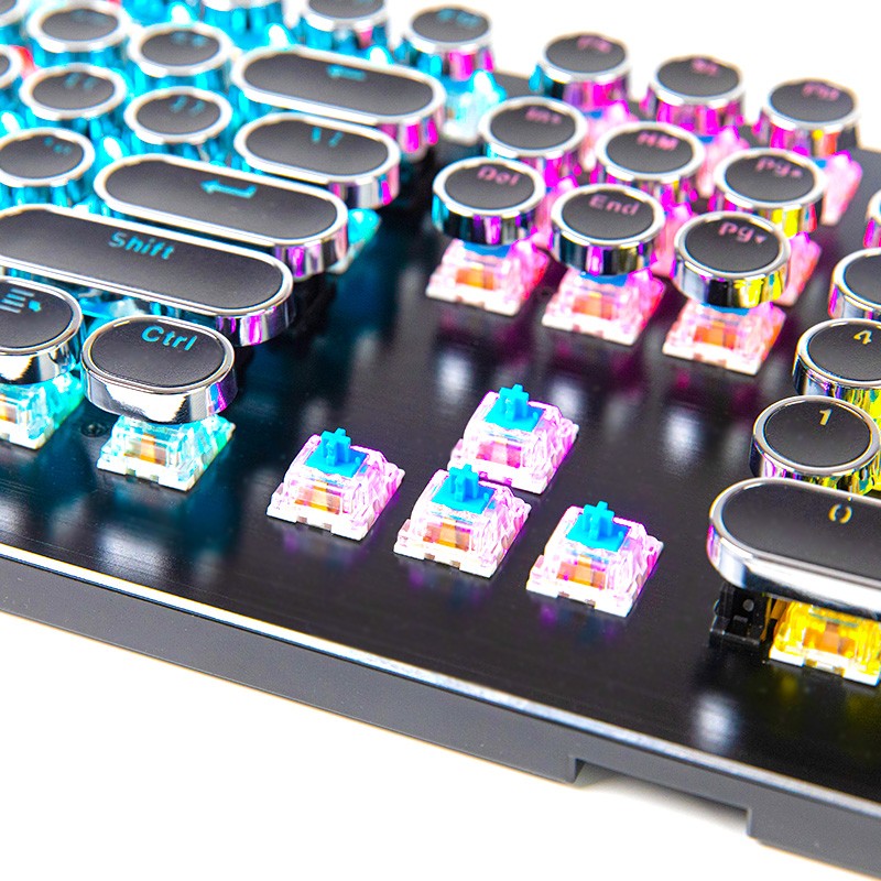 灵蛇（LINGSHE)有线机械键盘 电镀透光朋克键帽 多种混光 防水游戏机械键盘 K806黑色朋克 青轴
