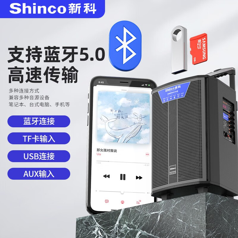 新科 （Shinco） L25专业广场舞音响 便携式拉杆音箱蓝牙移动户外音响 大功率低音炮带无线麦克风扩音器 双咪