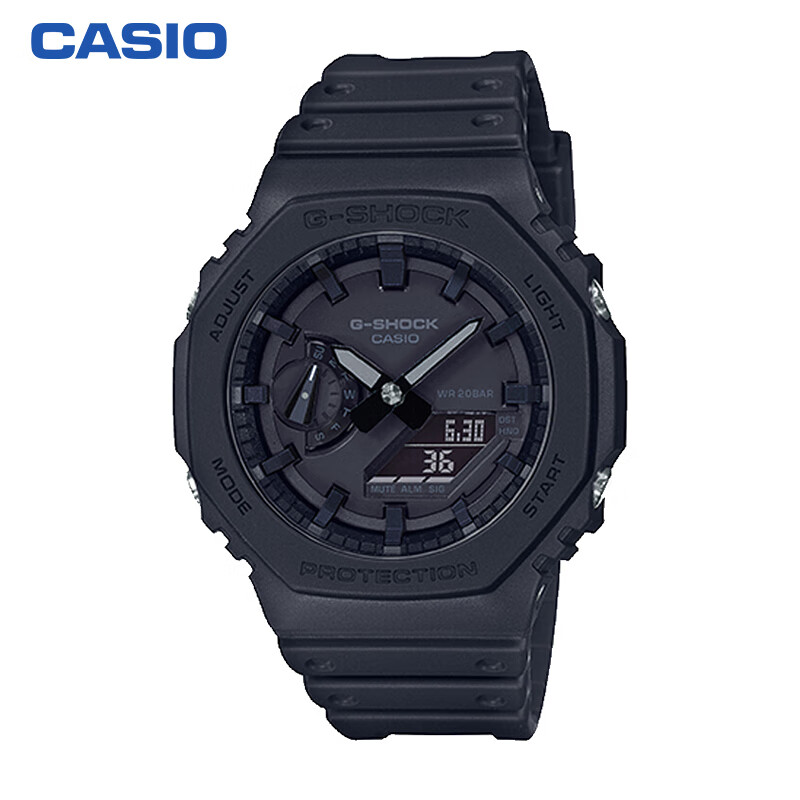 卡西欧（CASIO）手表 G-SHOCK YOUTH系列 防震防水双显薄款运动男士手表 GA-2100-1A1