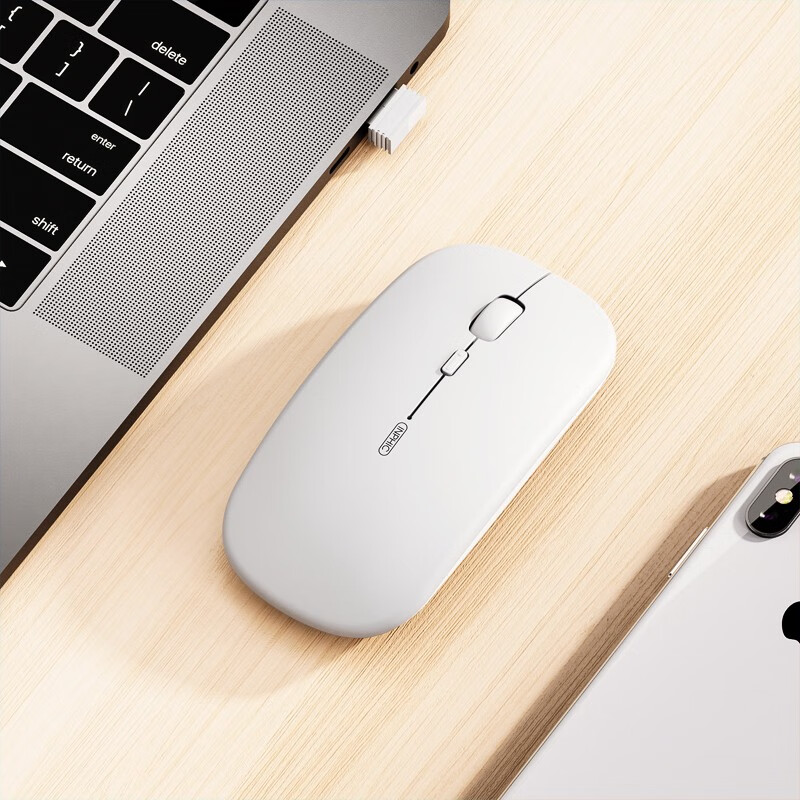 英菲克（INPHIC) PM1 可充电无线鼠标 办公鼠标 静音鼠标 超薄便携 苹果风设计 2.4G 白色