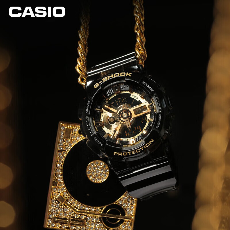 卡西歐（CASIO）手表 G-SHOCK魔金雙顯 【情人節(jié)禮物】防水防震運(yùn)動手表 學(xué)生手表 GA-110GB-1A