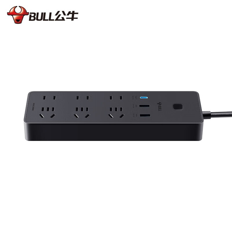 公牛（BULL） 插座/智能USB插座/插排/排插/接线板 GNV-UU1656黑色 65W快充全长1.8米