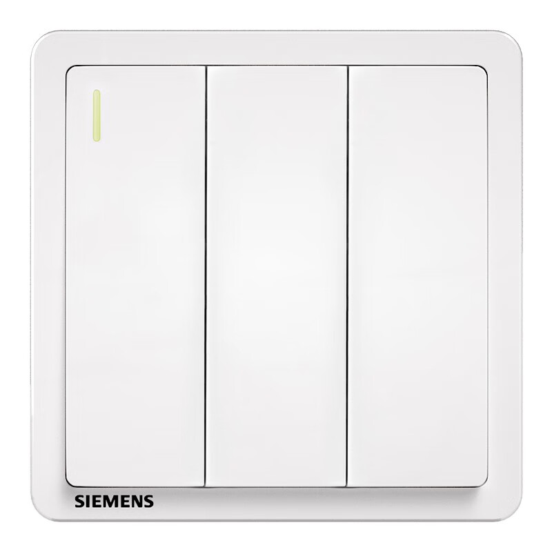 西门子(SIEMENS)开关插座 三开单控带荧光开关面板致典 雅白色