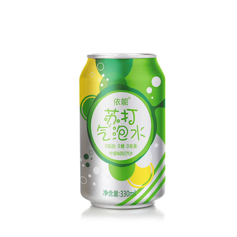 依能柠檬味苏打水汽水 无糖饮料 0卡0能量气泡水 330ml*24罐 整箱装