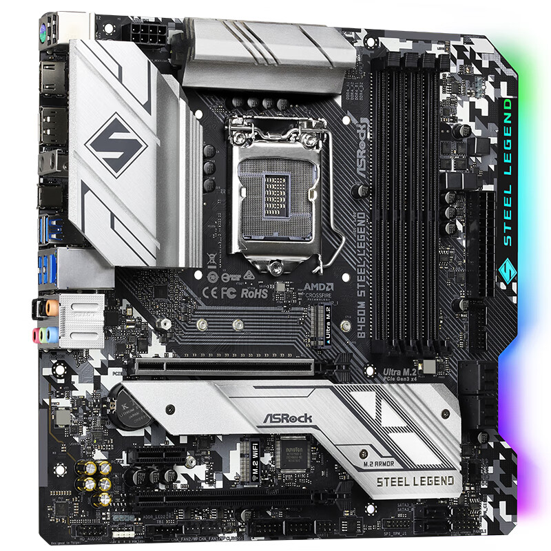 华擎（ASRock）B460M Steel Legend钢铁传奇主板 支持CPU 10500/10400F/10700 （ Intel B460/LGA 1200）