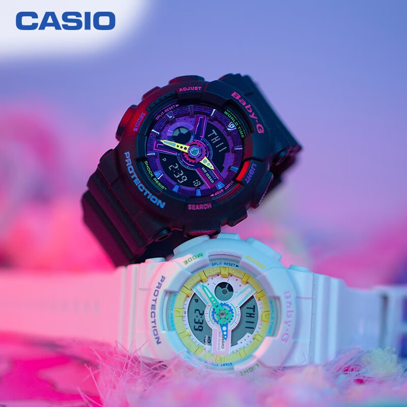 卡西欧（CASIO）手表 BABY-G 原宿Decora主题系列【情人节礼物】防水蓄光功能运动女士手表 BA-110TM-1A