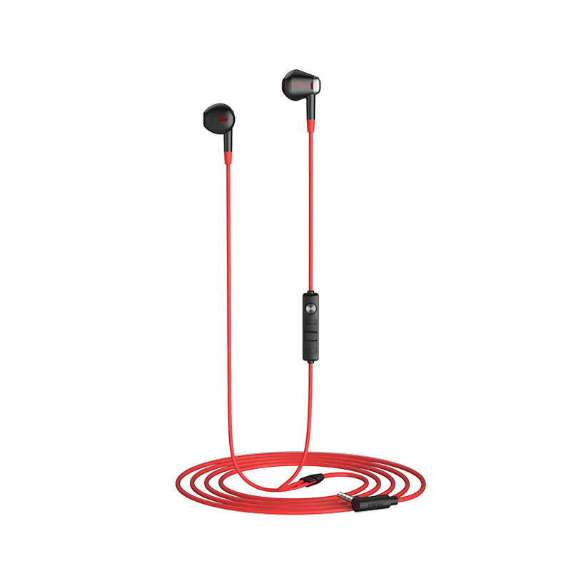 漫步者(EDIFIER)HECATE GM180 平头塞半入耳式立体声手机音乐游戏耳机 带麦带线控 3.5mm有线入耳式 黑红色