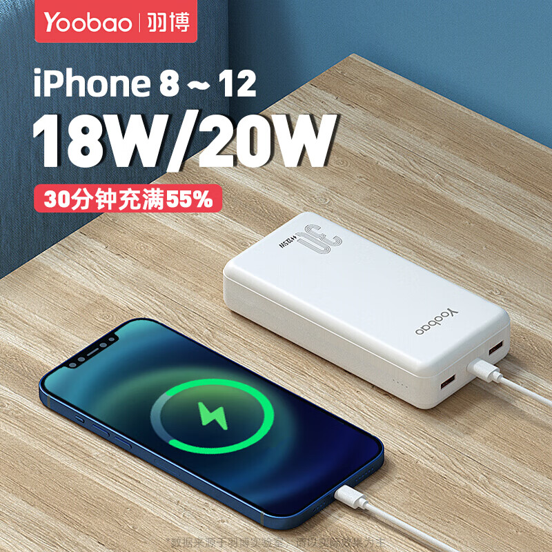 羽博充電寶30000毫安時22.5W大容量快充移動電源PD20W適用于蘋果華為小米安卓 【22.5W快充+PD18W雙向快充】隕石黑