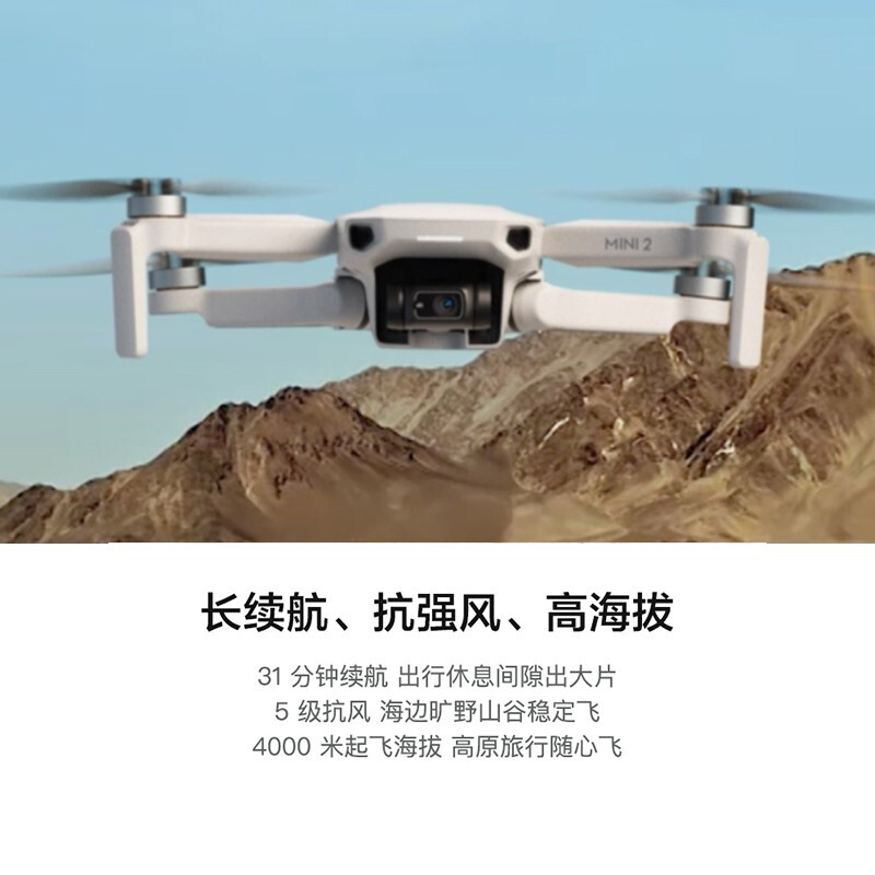 DJI 大疆 DJI Mini 2 畅飞套装 航拍小飞机 便携可折叠无人机航拍器 轻盈小巧 性能强大