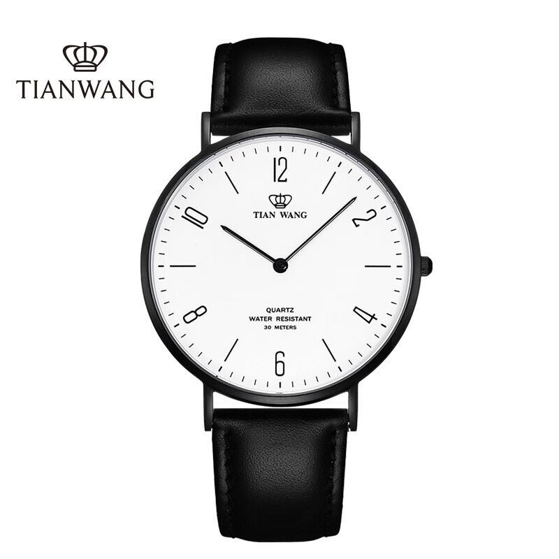 天王表(TIANWANG)手表 Twinkle系列皮带石英男士手表时尚情侣表白色GS3911B