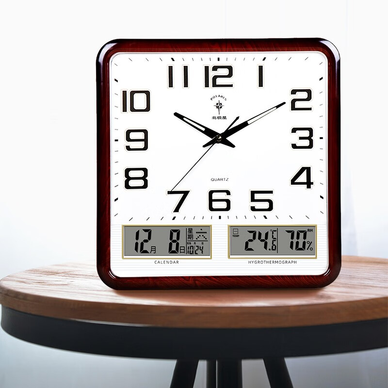 分析北极星(polaris)挂钟14英寸万年历温湿度计创意客厅日历功能怎么
